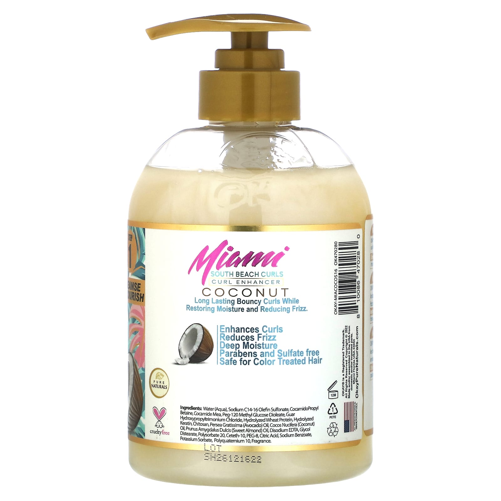 Okay Pure Naturals, Miami South Beach Curls, Curl  Enhancer Shampoo, Coconut, 16 oz (473 ml) - Image 2