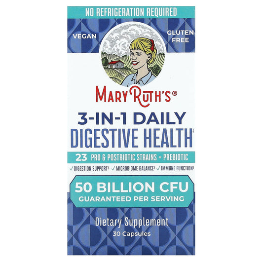MaryRuth's, 3-In-1 Daily Digestive Health, 50 Billion CFU, 30 Capsules - Image 1