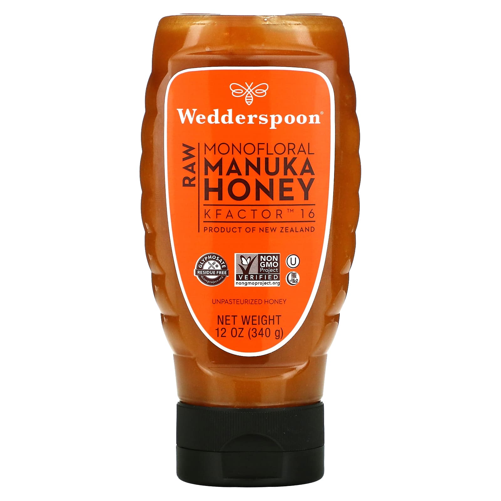Wedderspoon, Raw Monofloral Manuka Honey, KFactor 16, 12 oz (340 g) - Image 1