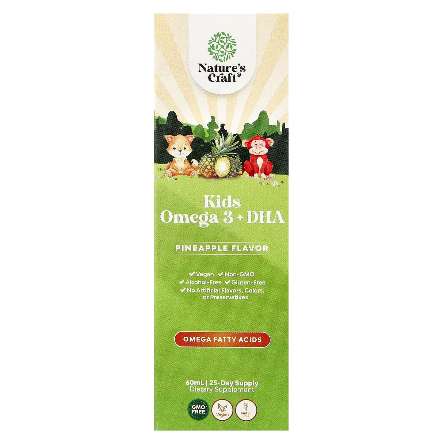 Nature's Craft, Kids Omega 3 + DHA, Pineapple, 2 fl oz (60 ml) - Image 1