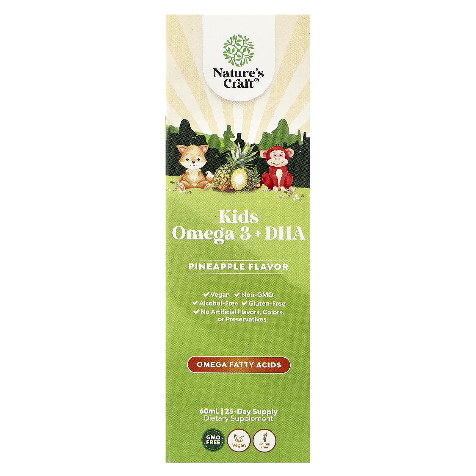 Nature's Craft, Kids Omega 3 + DHA, Pineapple, 2 fl oz (60 ml) - Image 1
