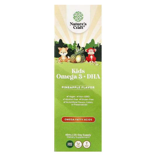 Nature's Craft, Kids Omega 3 + DHA, Pineapple, 2 fl oz (60 ml) - Image 1