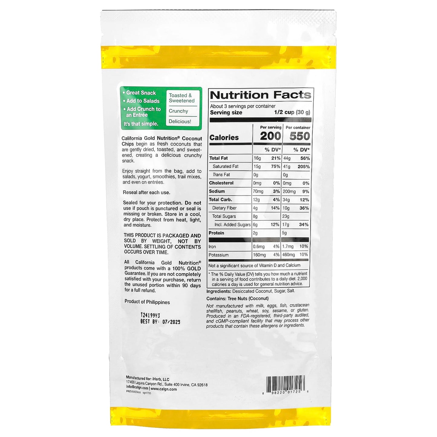 Toasted Coconut Chips by California Gold Nutrition - Crunchy & Healthy Snack - Image 2