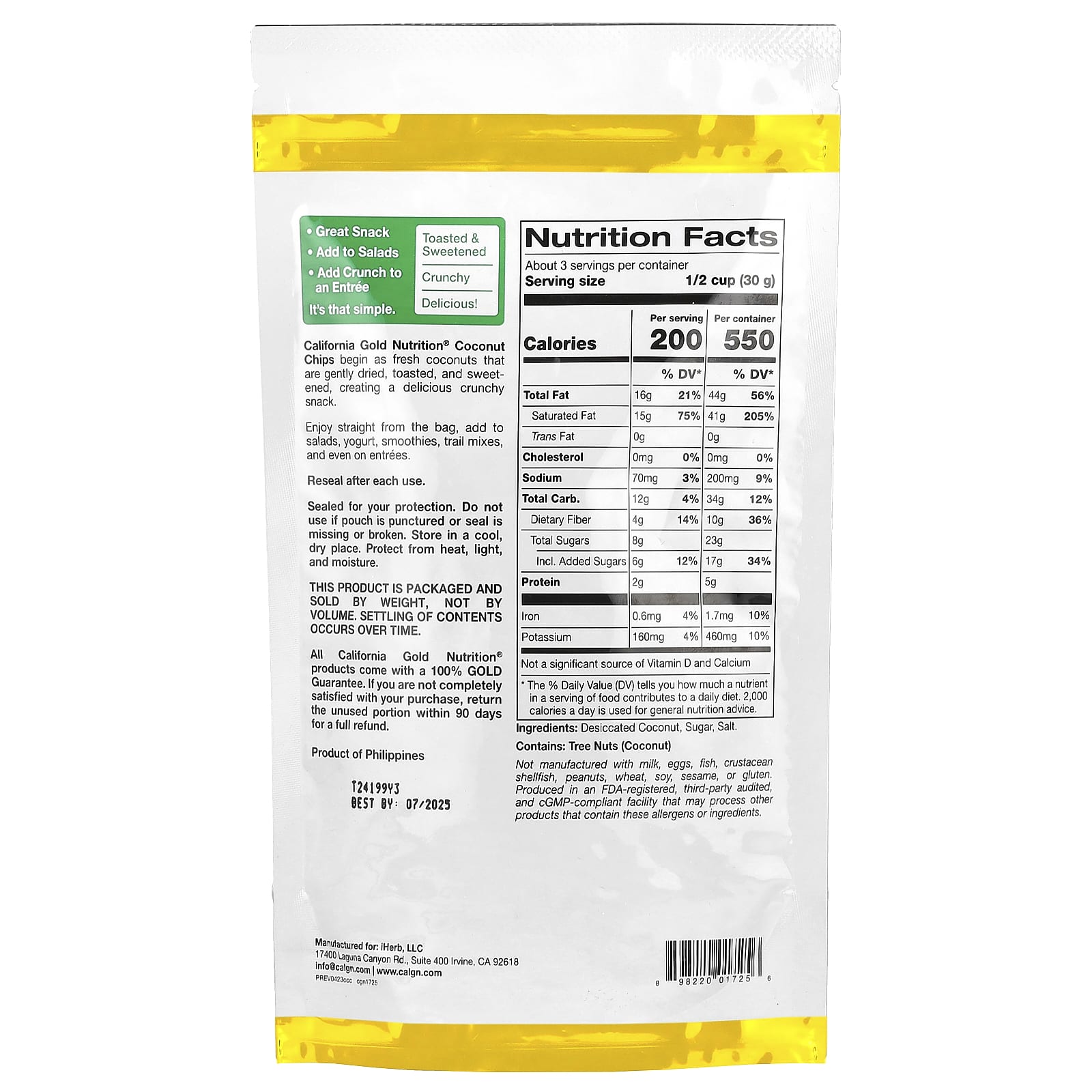 Toasted Coconut Chips by California Gold Nutrition - Crunchy & Healthy Snack - Image 2