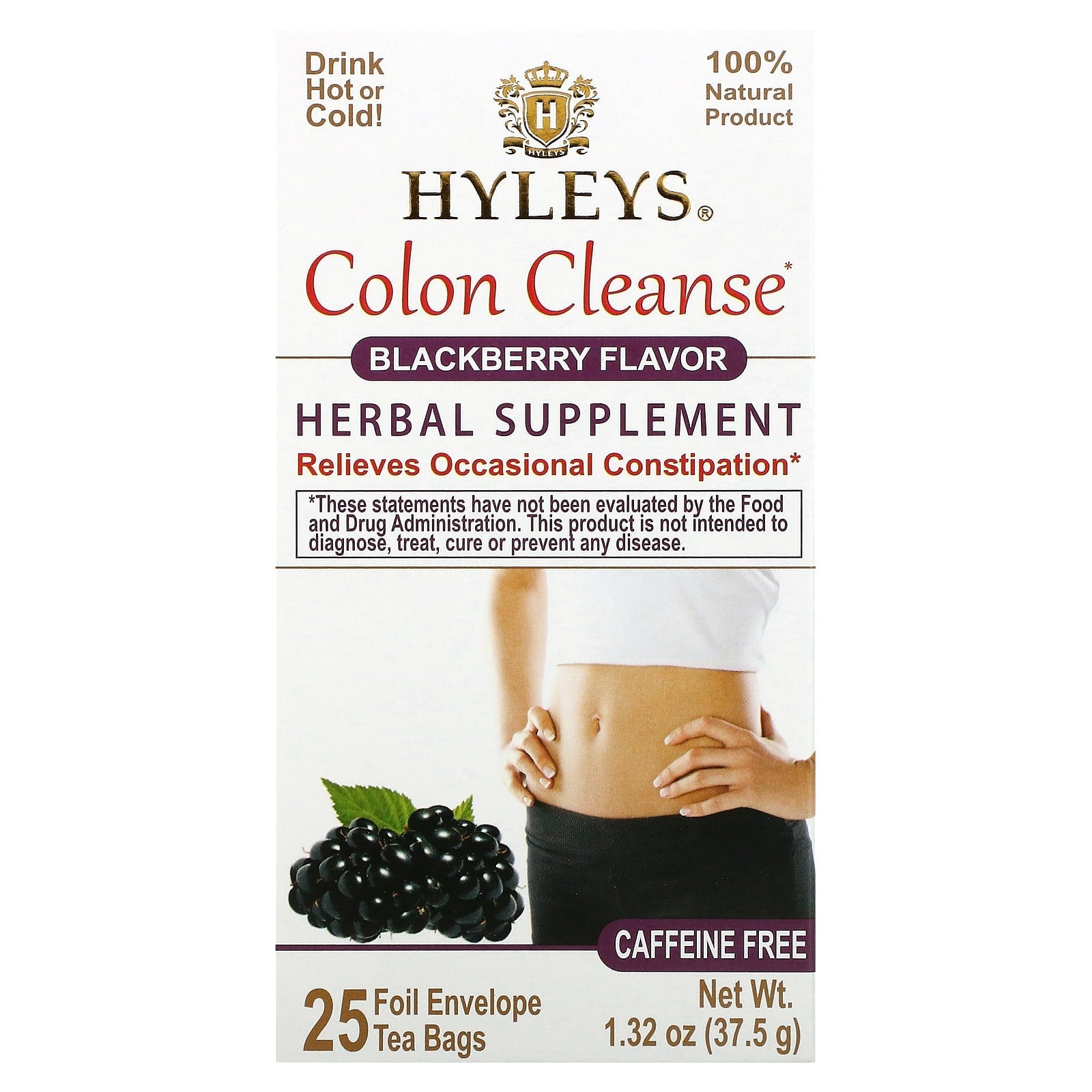 Blackberry Caffeine-Free Colon Cleanse Tea by Hyleys Tea - 25 Tea Bags - Image 1