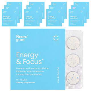 Natural Energy & Focus with NeuroGum Peppermint Gum, 108 Pieces