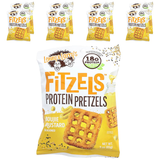 Lenny & Larry's, Fitzels™, Protein Pretzels, Boujie Mustard , 8 Packs, 3 oz (85 g) Each - Image 1