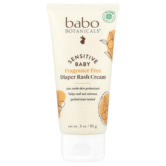 Fragrance Free Diaper Rash Cream for Sensitive Skin by Babo Botanicals, 3 oz - Image 1