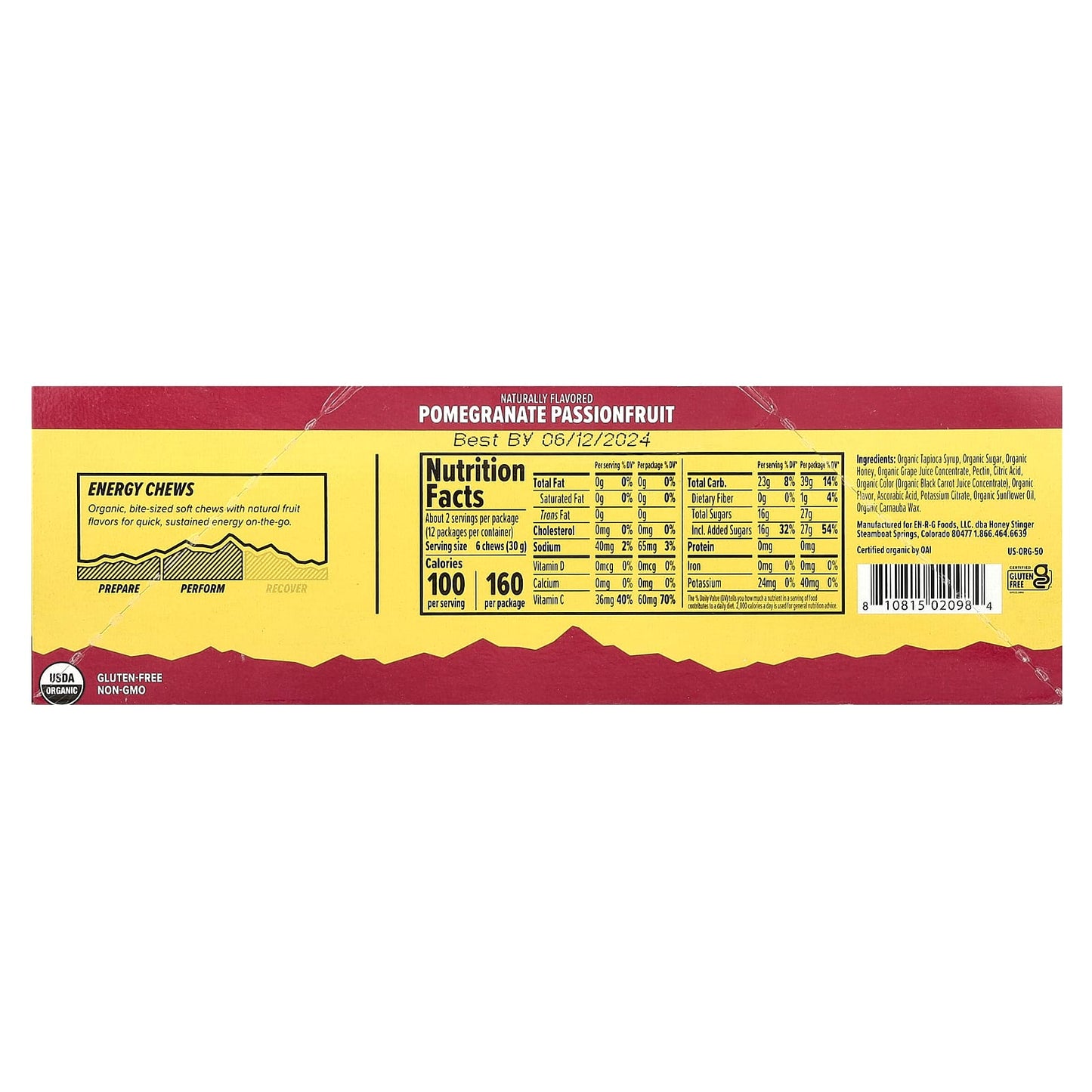 Pomegranate Passionfruit Energy Chews by Honey Stinger - 12 Packets - Image 2