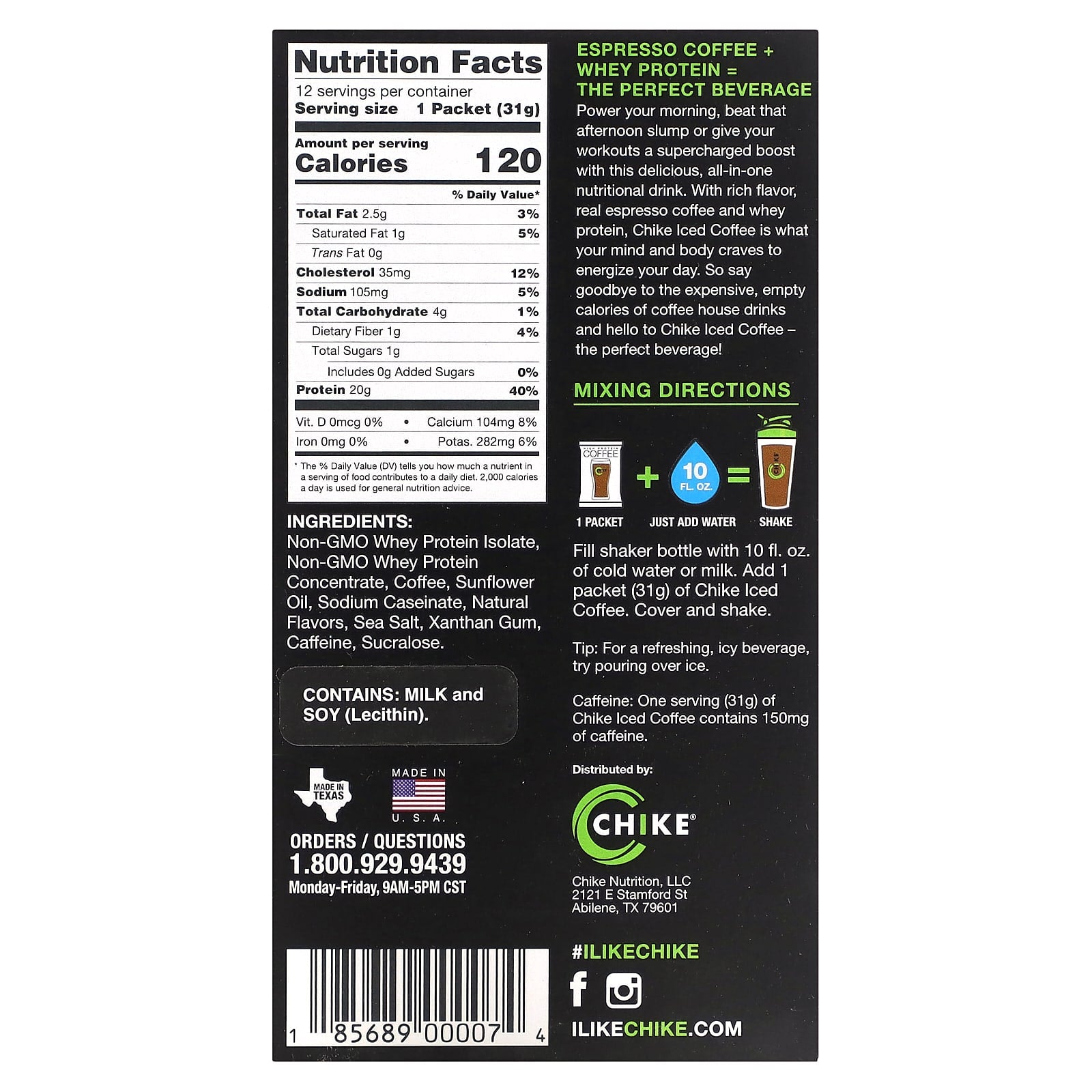 High Protein Iced Coffee by Chike Nutrition - 12 Packets - Image 2