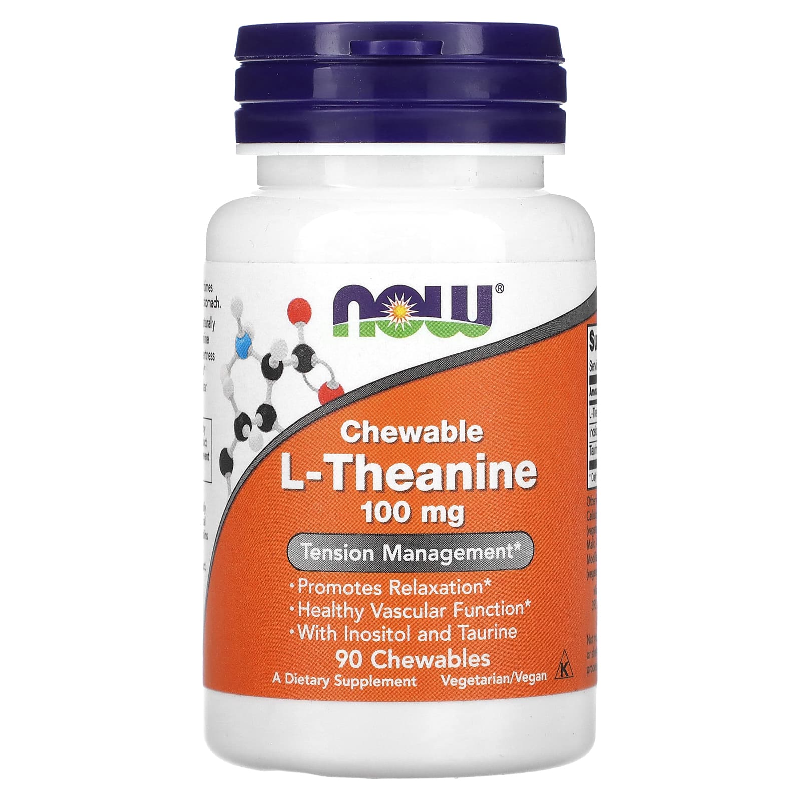 NOW Foods, Chewable L-Theanine , 100 mg, 90 Chewables - Image 1