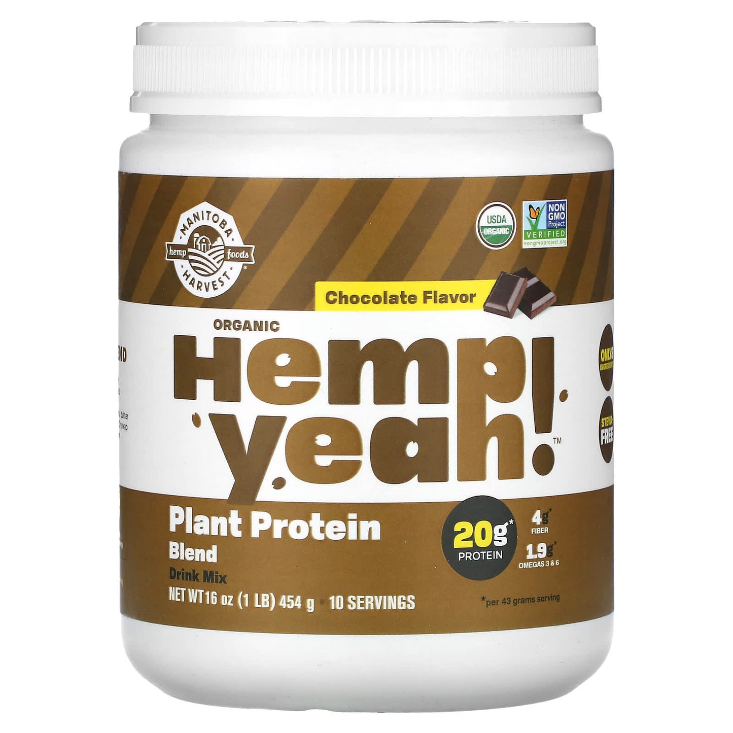 Manitoba Harvest, Organic Hemp Yeah!, Plant Protein Blend, Chocolate, 1 lb (454 g) - Image 1