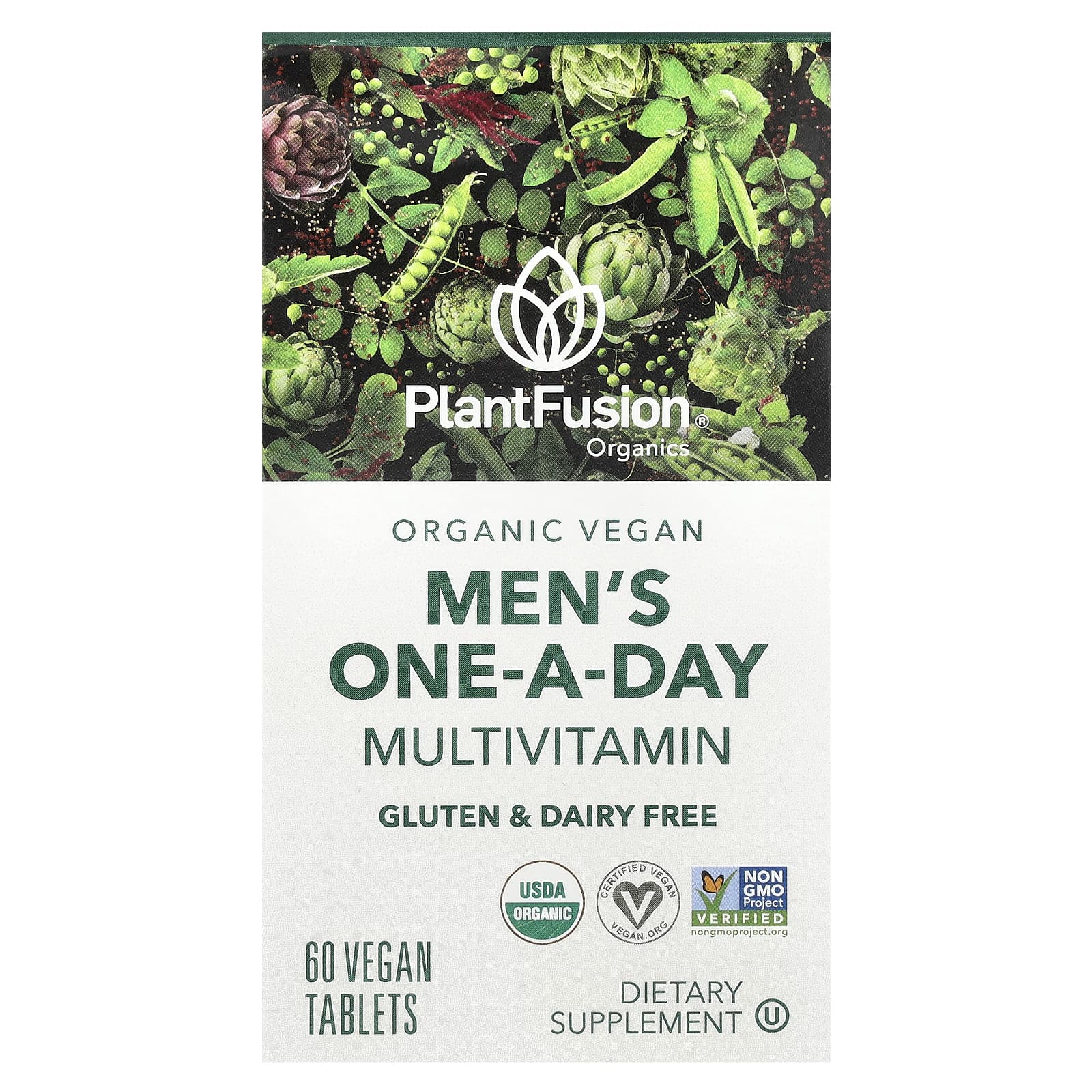PlantFusion, Organic Vegan Men's One-a-Day Multivitamin, 60 Vegan Tablets - Image 1