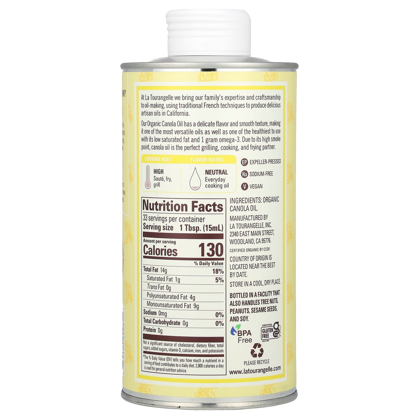 La Tourangelle, Organic Canola Oil, 16.9 fl oz (500 ml) - Image 2