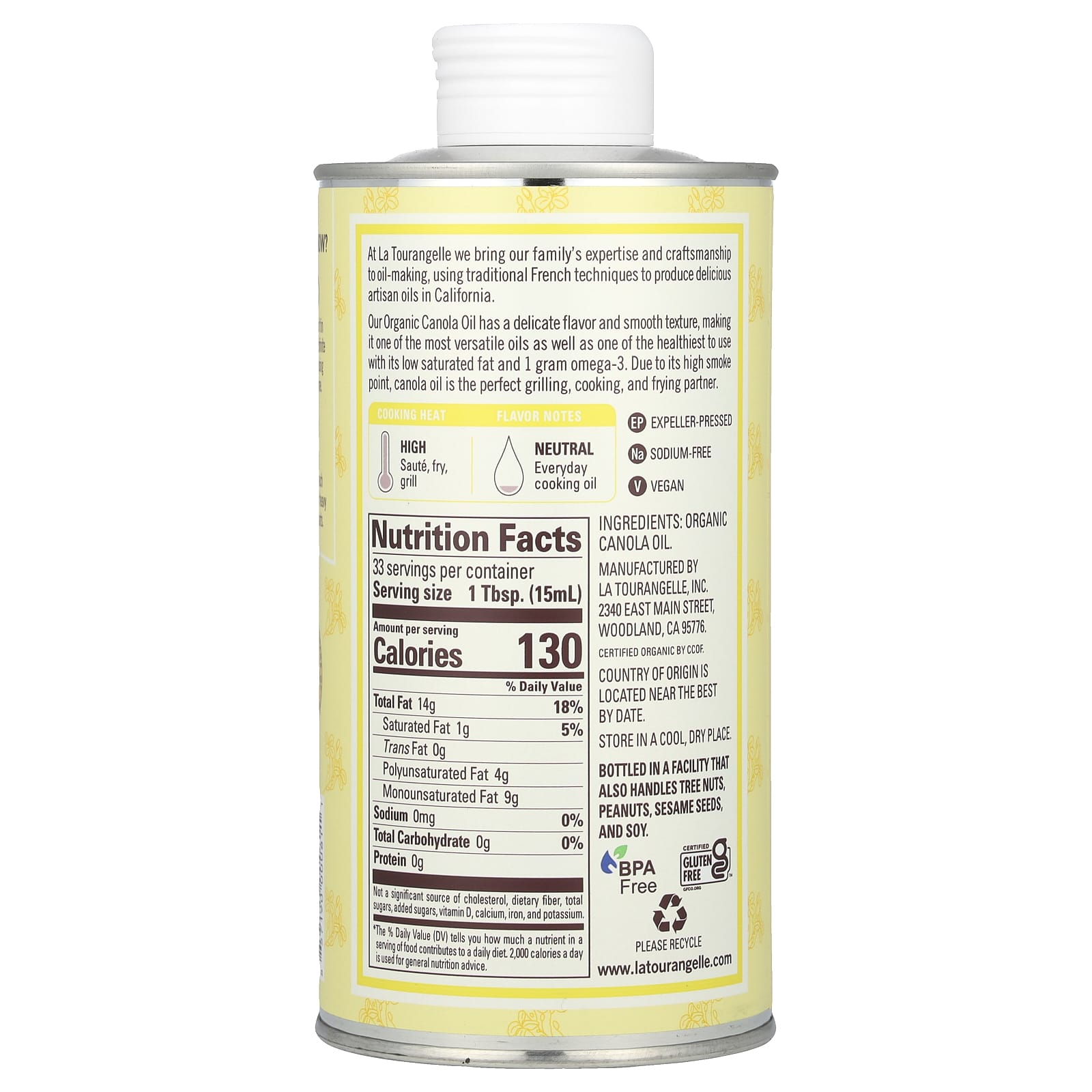 La Tourangelle, Organic Canola Oil, 16.9 fl oz (500 ml) - Image 2