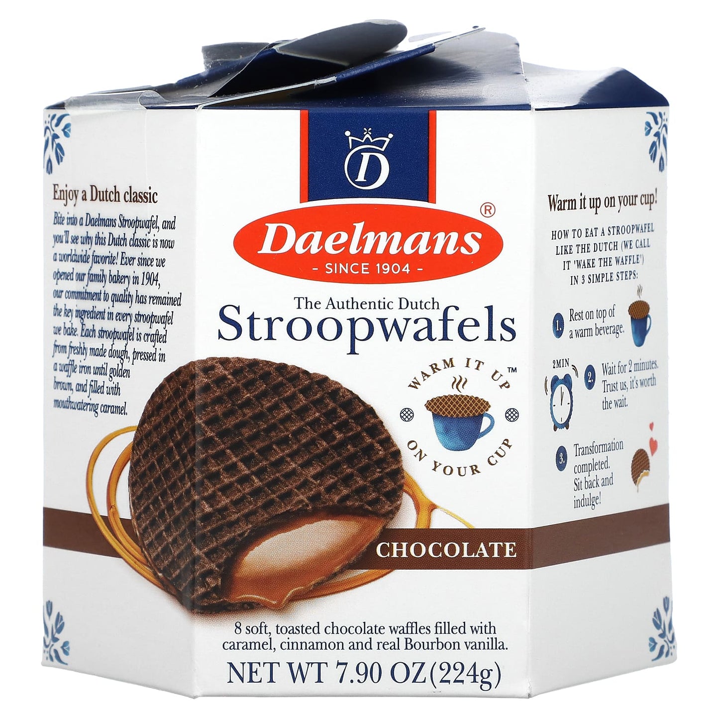 Authentic Dutch Chocolate Stroopwafels by Daelmans - 8 Waffles, 7.9 oz (224g) - Image 1