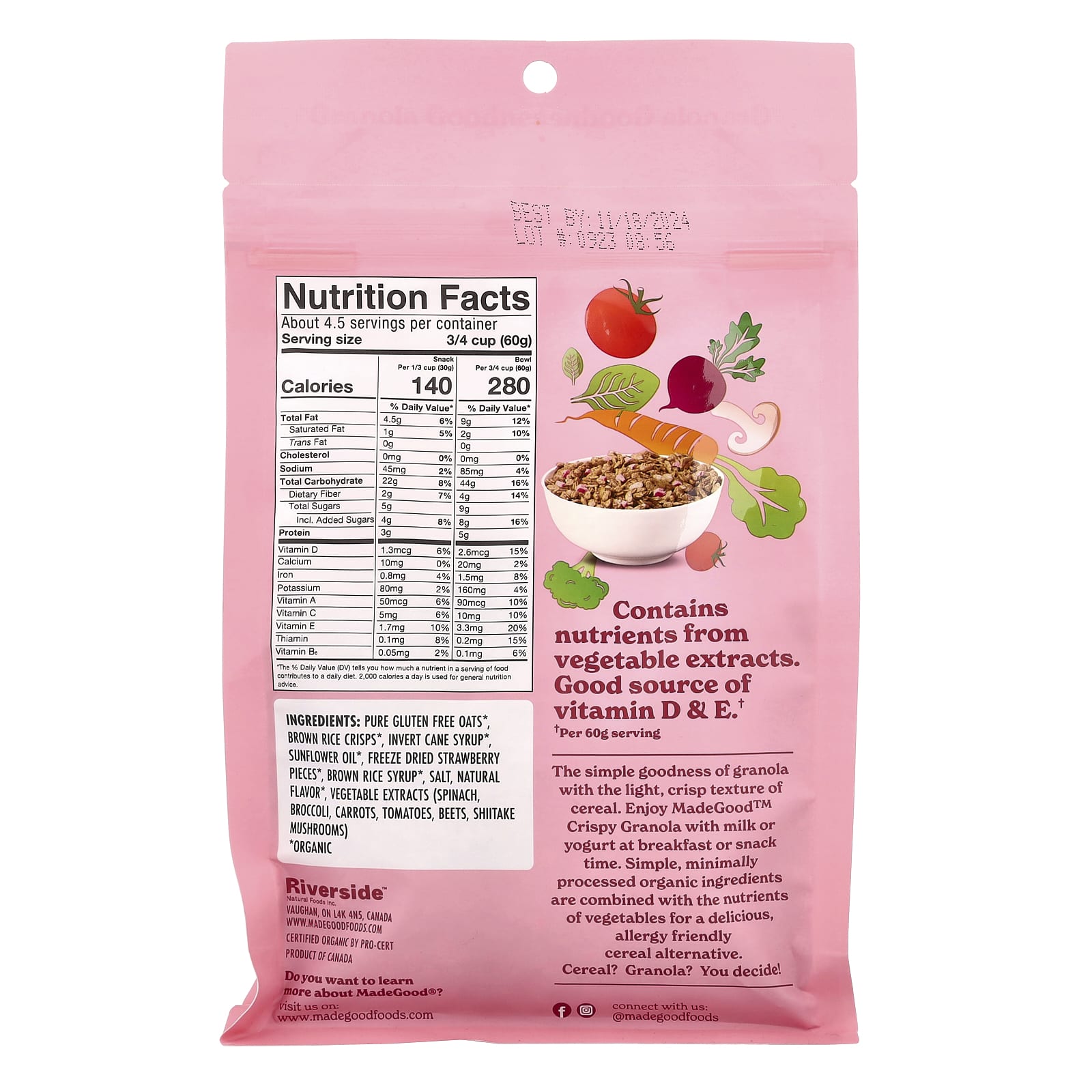 MadeGood, Crispy Light Granola, Strawberry, 10 oz (284 g) - Image 2