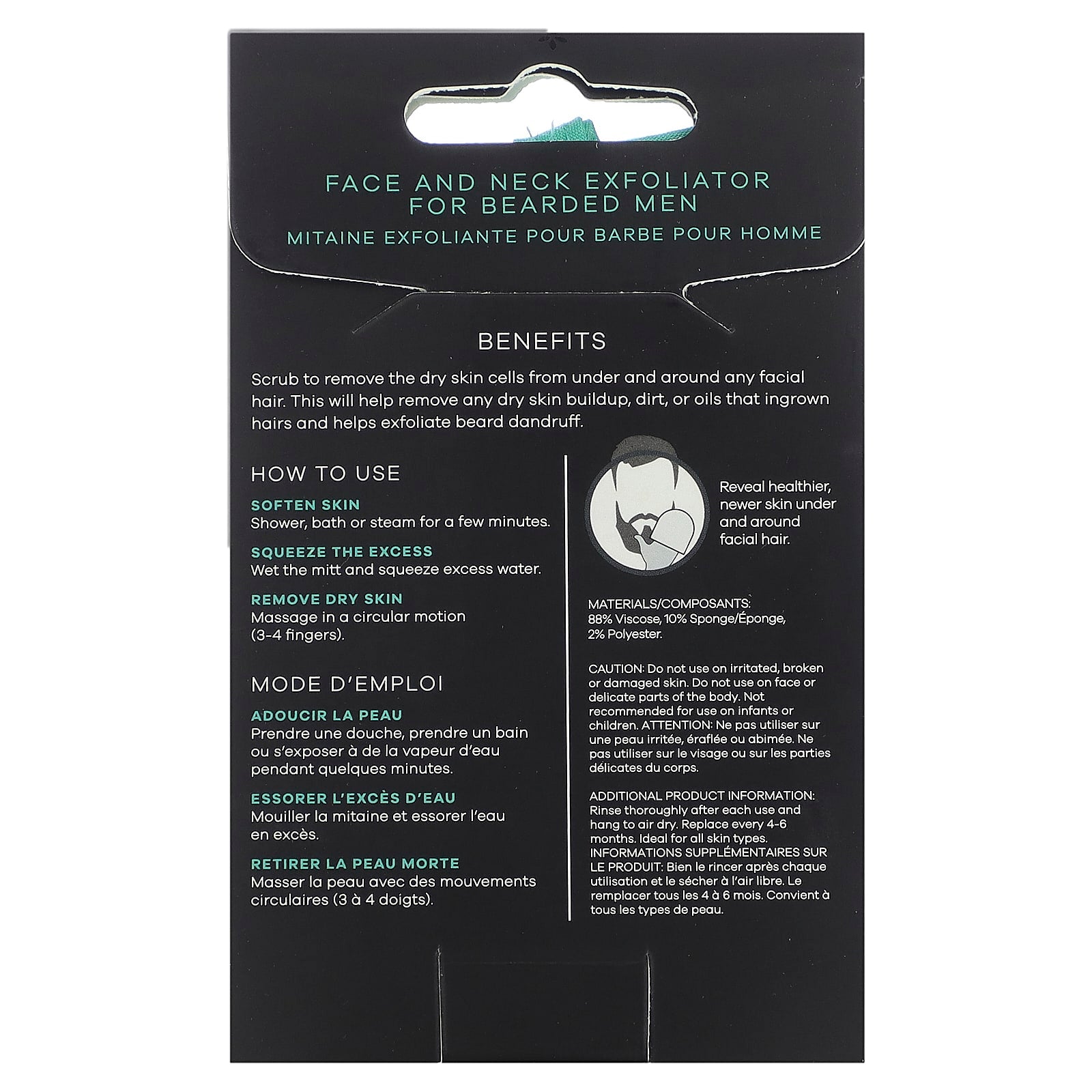 Dermasuri Deep Exfoliating Mitt Beard Scrub &amp; Face Exfoliator for Men - Image 2