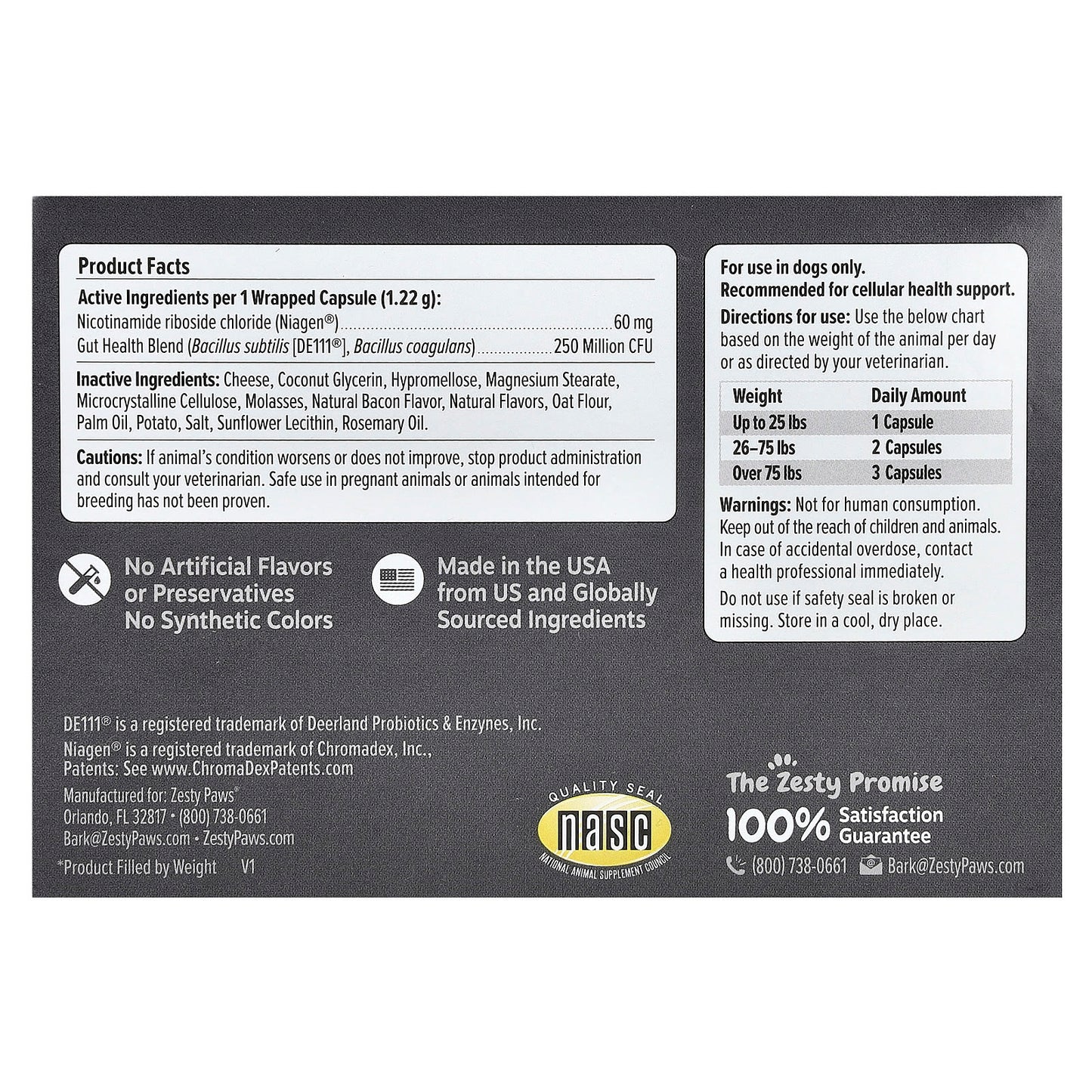 Zesty Paws, Healthy Aging, NAD+ Precursor, For Dogs, 60 Capsules + Pill Wrap, 8.8 oz (252 g) - Image 2