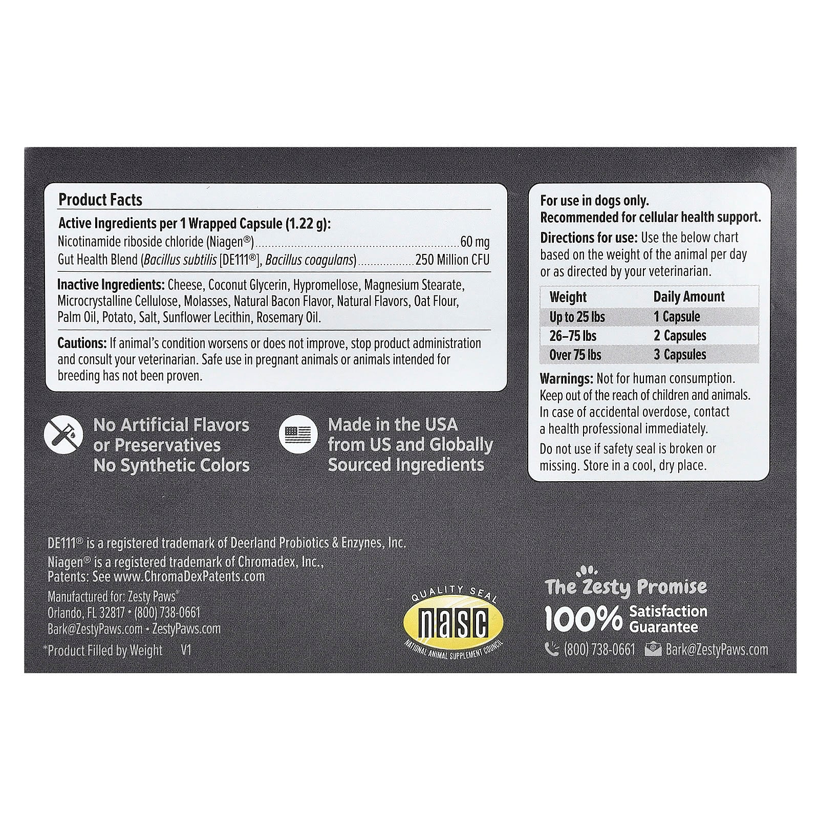 Zesty Paws, Healthy Aging, NAD+ Precursor, For Dogs, 60 Capsules + Pill Wrap, 8.8 oz (252 g) - Image 2