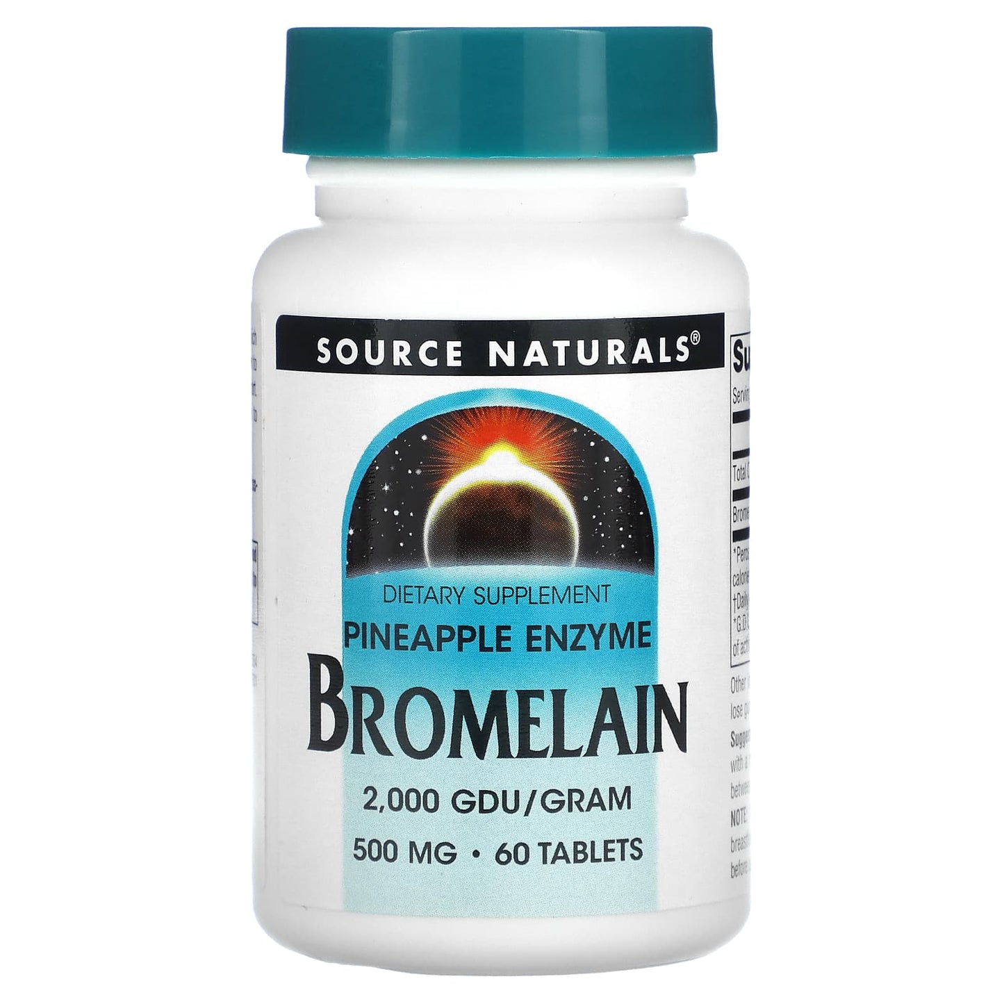 Source Naturals, Bromelain 2,000 GDU/g, 500 mg, 60 Tablets - Image 1