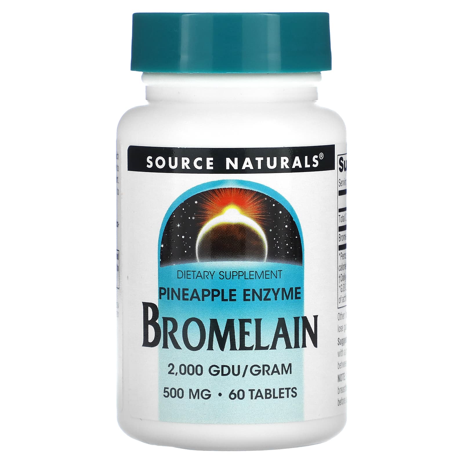 Source Naturals, Bromelain 2,000 GDU/g, 500 mg, 60 Tablets - Image 1