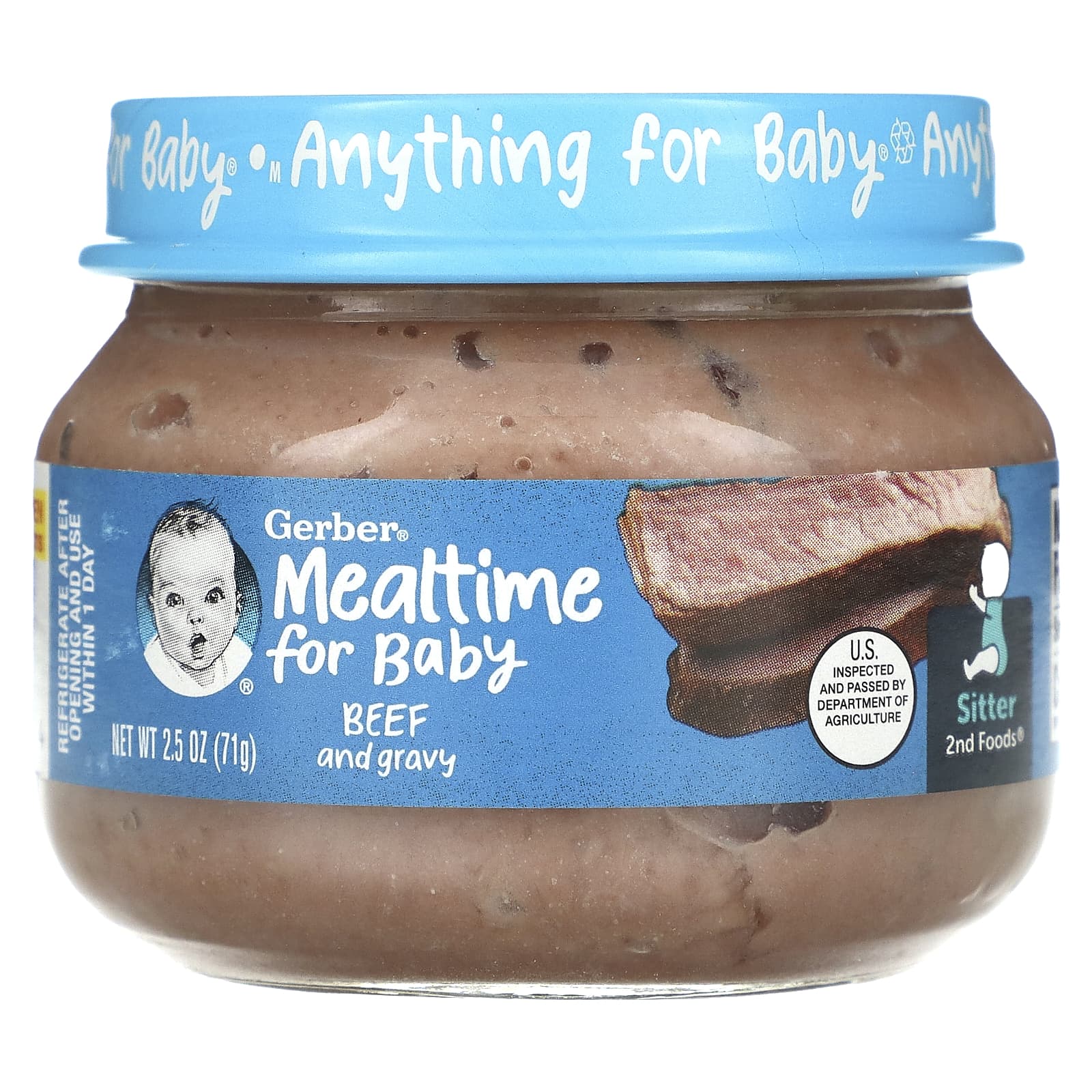 Gerber 2nd Foods Beef & Gravy Baby Food, 2.5 oz (71g) - Image 1