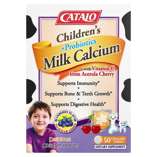 CATALO Children's Milk Calcium + Probiotics with Vitamin C - 50 Chewable Tablets - Image 1