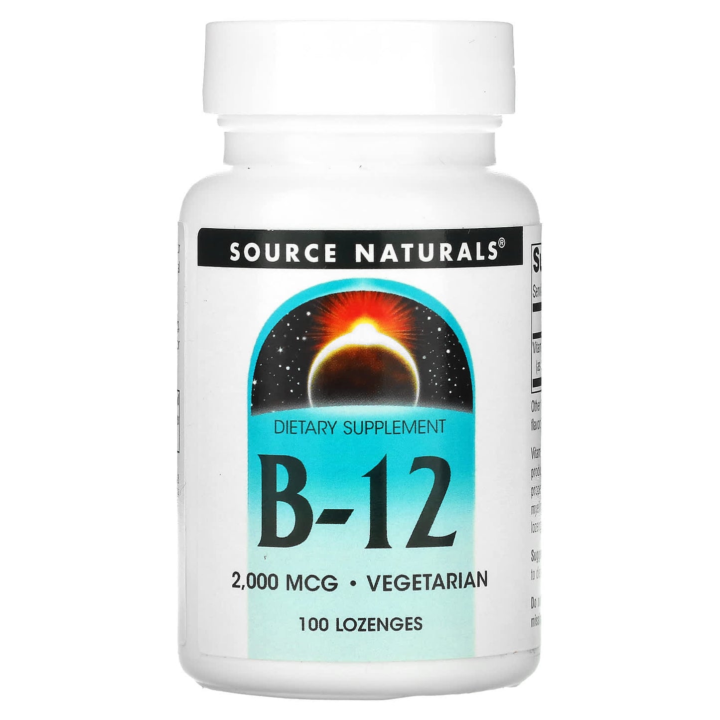 Source Naturals, B-12, 2,000 mcg, 100 Lozenges - Image 1