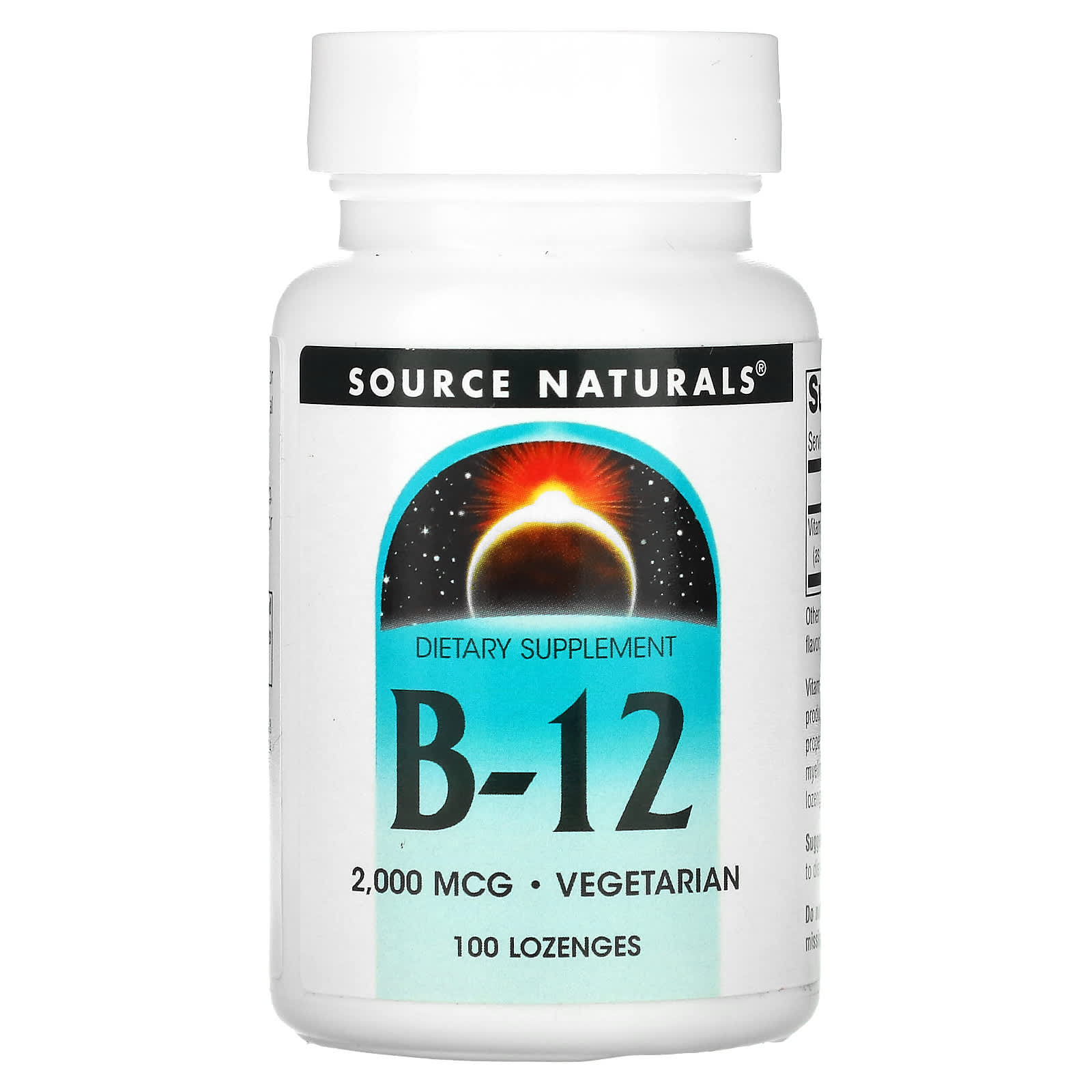 Source Naturals, B-12, 2,000 mcg, 100 Lozenges - Image 1