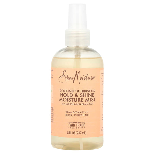 SheaMoisture, Hold & Shine Moisture Mist with Silk Protein & Neem Oil, Coconut & Hibiscus , 8 fl oz (237 ml) - Image 1