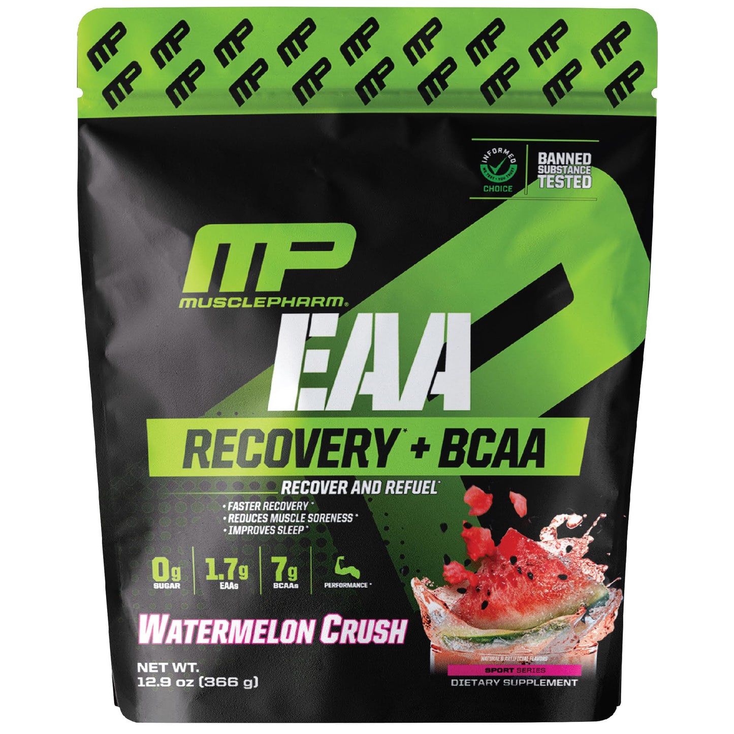 MusclePharm, EAA, Recovery + BCAA, Watermelon Crush, 12.9 oz (366 g) - Image 1