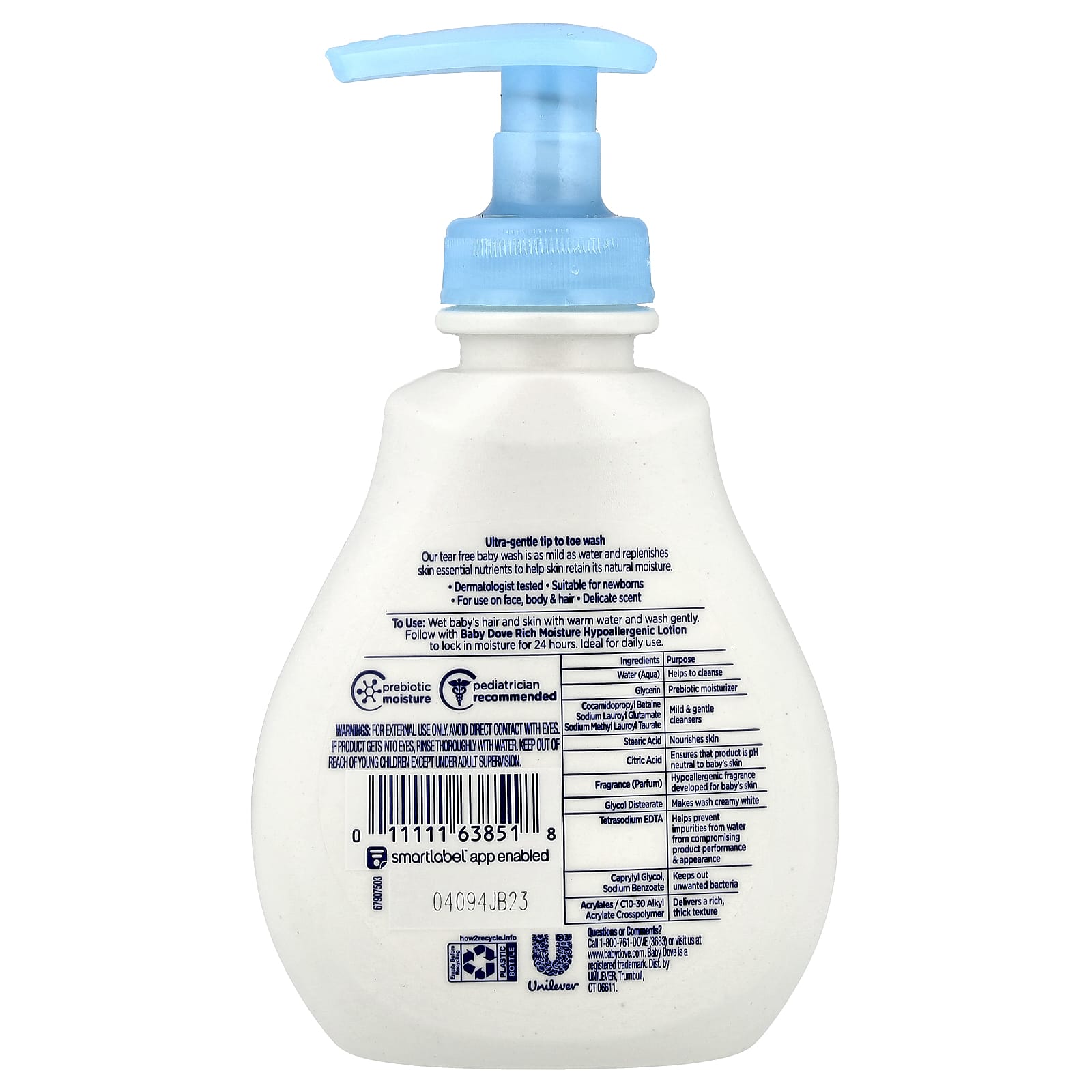 Dove Baby Sensitive Skin Care Hypoallergenic Wash for Newborns - Image 2
