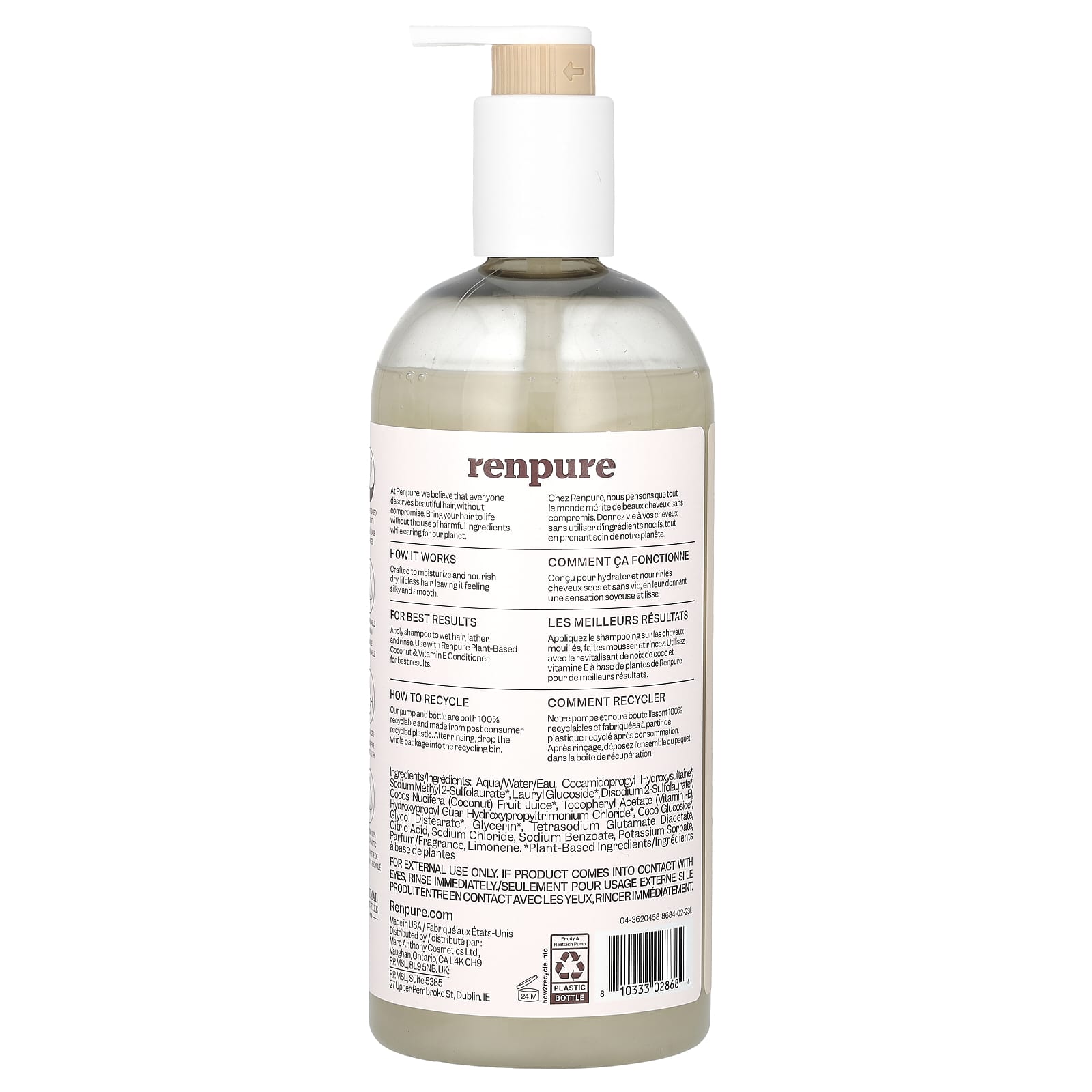 Renpure, Coconut & Vitamin E Shampoo, 24 fl oz (710 ml) - Image 2