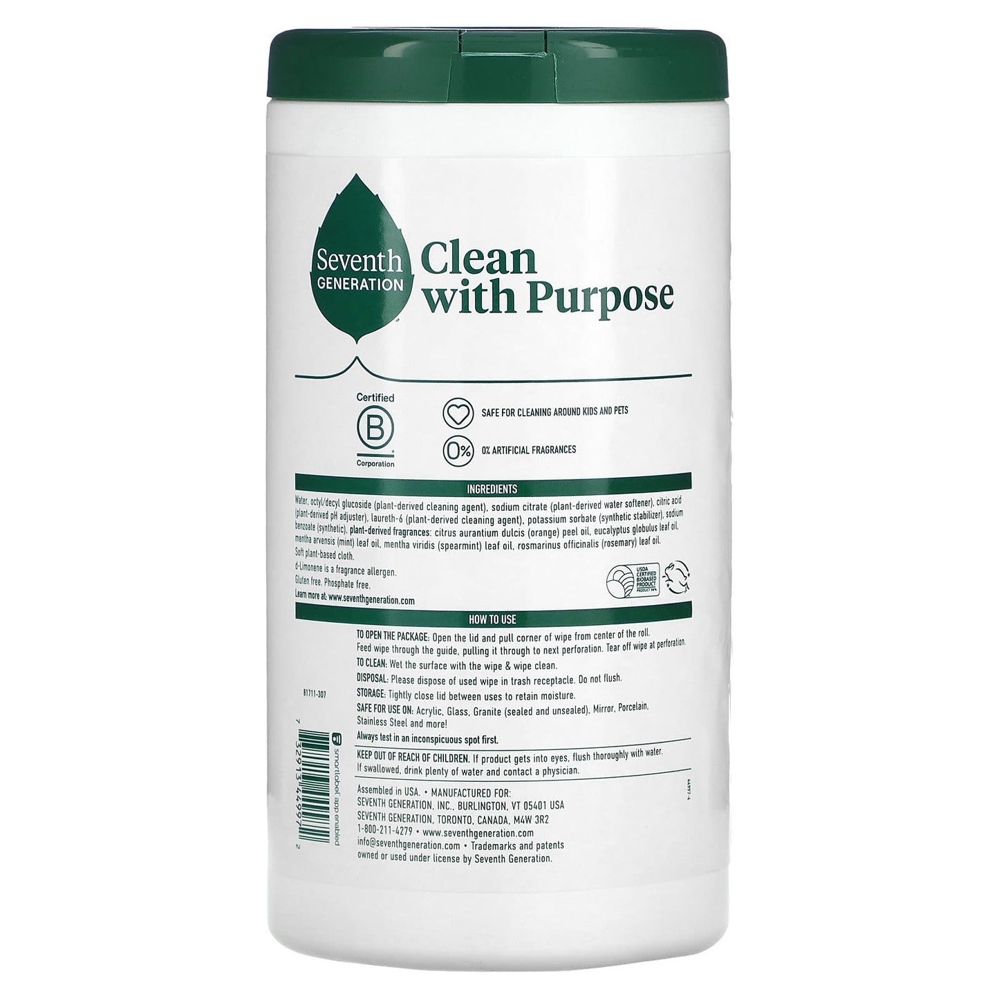 Seventh Generation, Multi-Surface Wipes, Garden Mint , 70 Wipes - Image 2