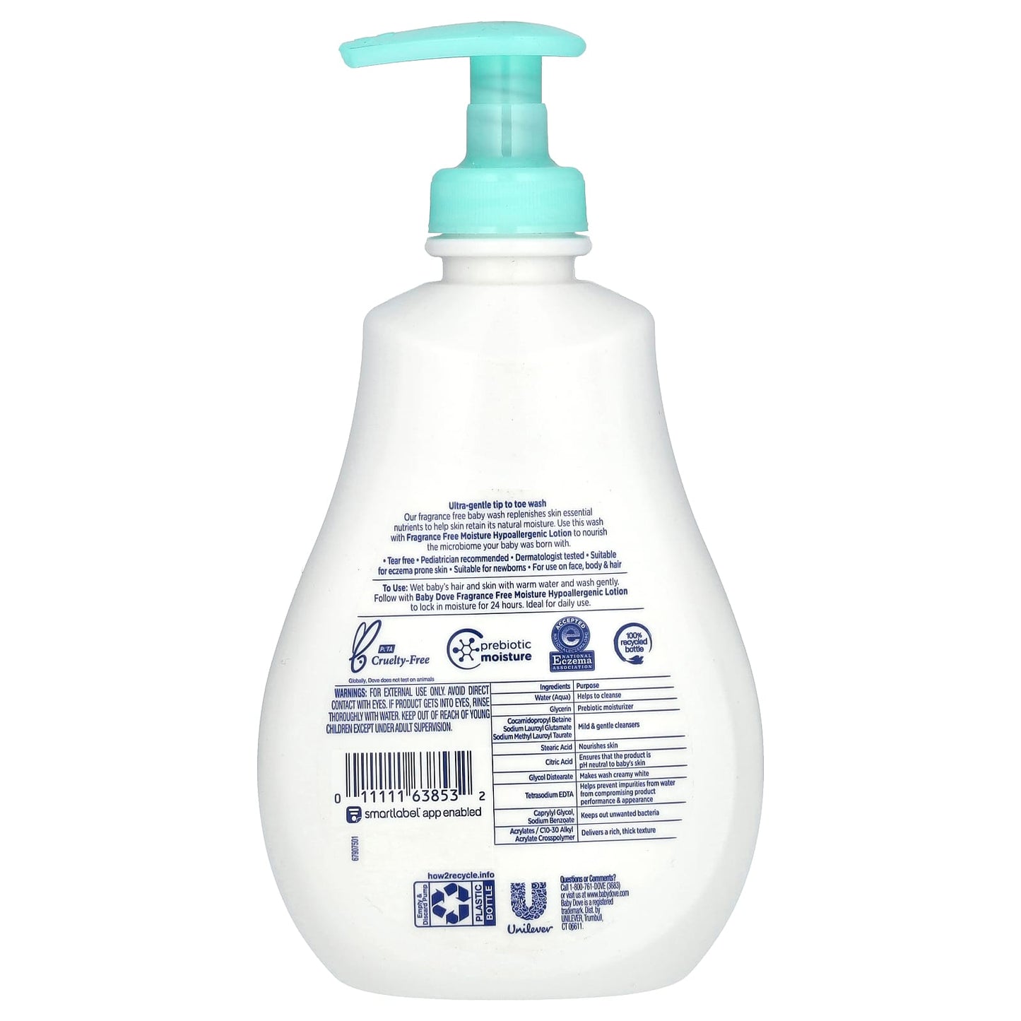 Dove Fragrance Free Baby Wash for Sensitive Skin 13 fl oz - Image 2