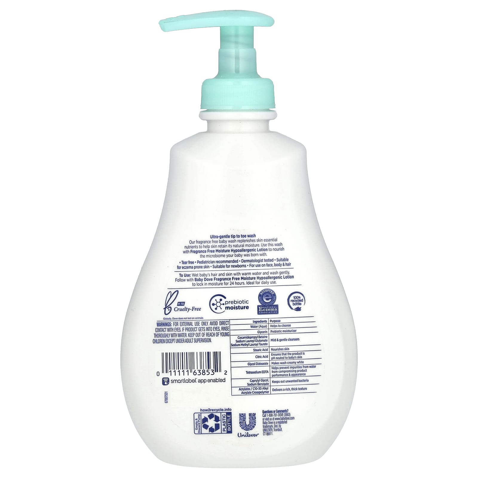 Dove Fragrance Free Baby Wash for Sensitive Skin 13 fl oz - Image 2