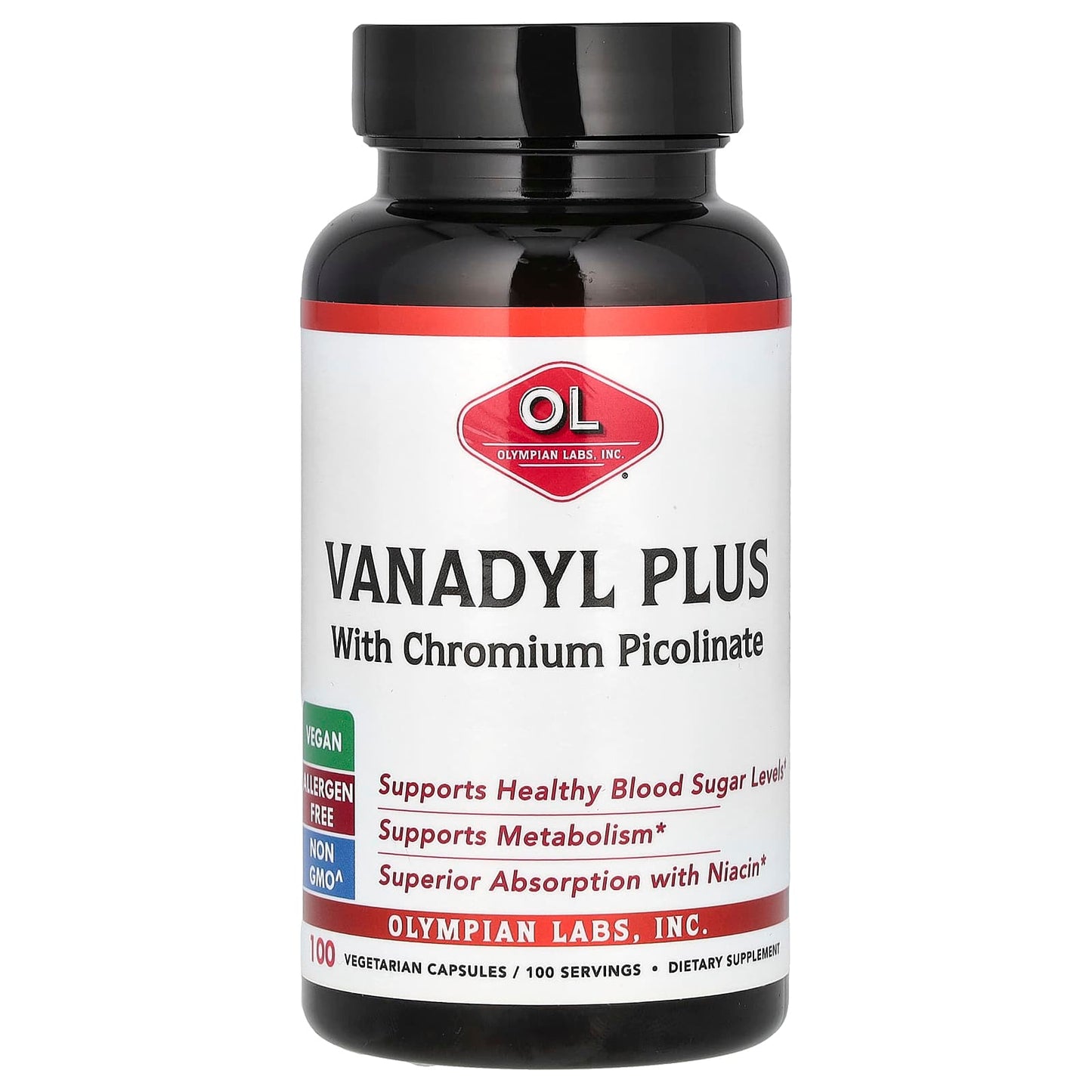 Olympian Labs, Vanadyl Plus with Chromium Picolinate, 100 Vegetarian Capsules - Image 1