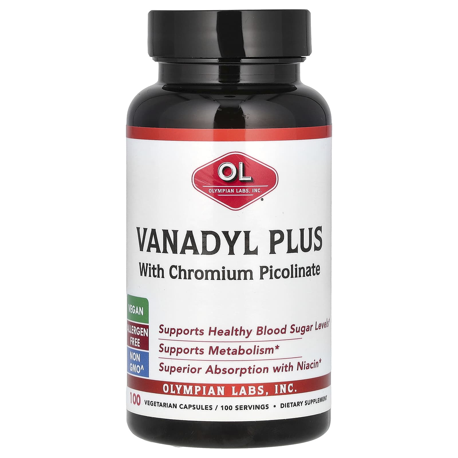Olympian Labs, Vanadyl Plus with Chromium Picolinate, 100 Vegetarian Capsules - Image 1