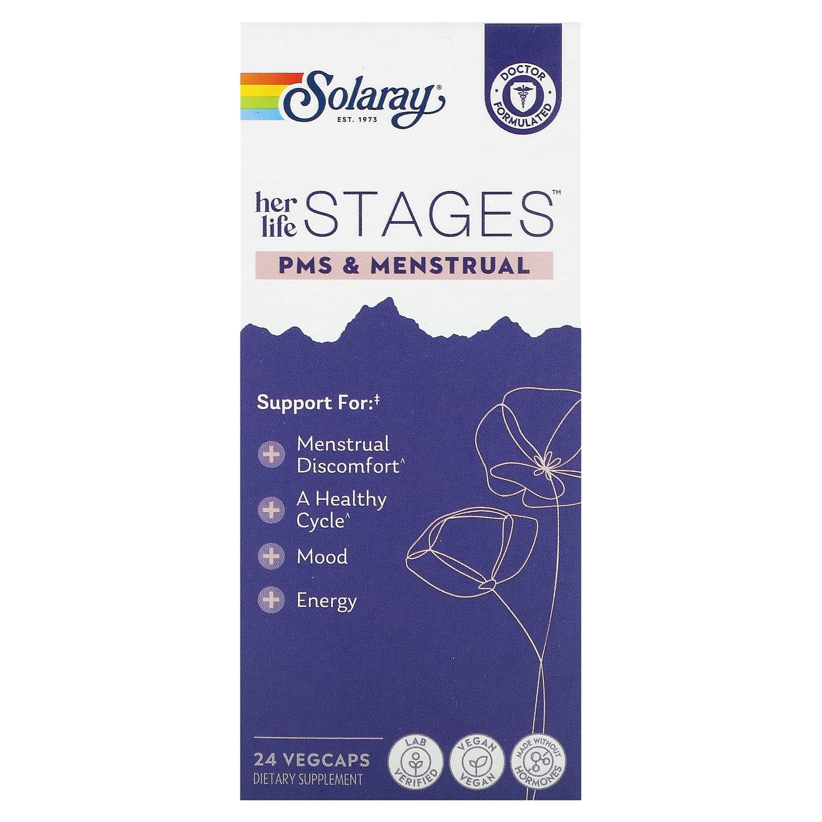 Solaray, Her Life Stages, PMS & Menstrual, 24 VegCaps - Image 1
