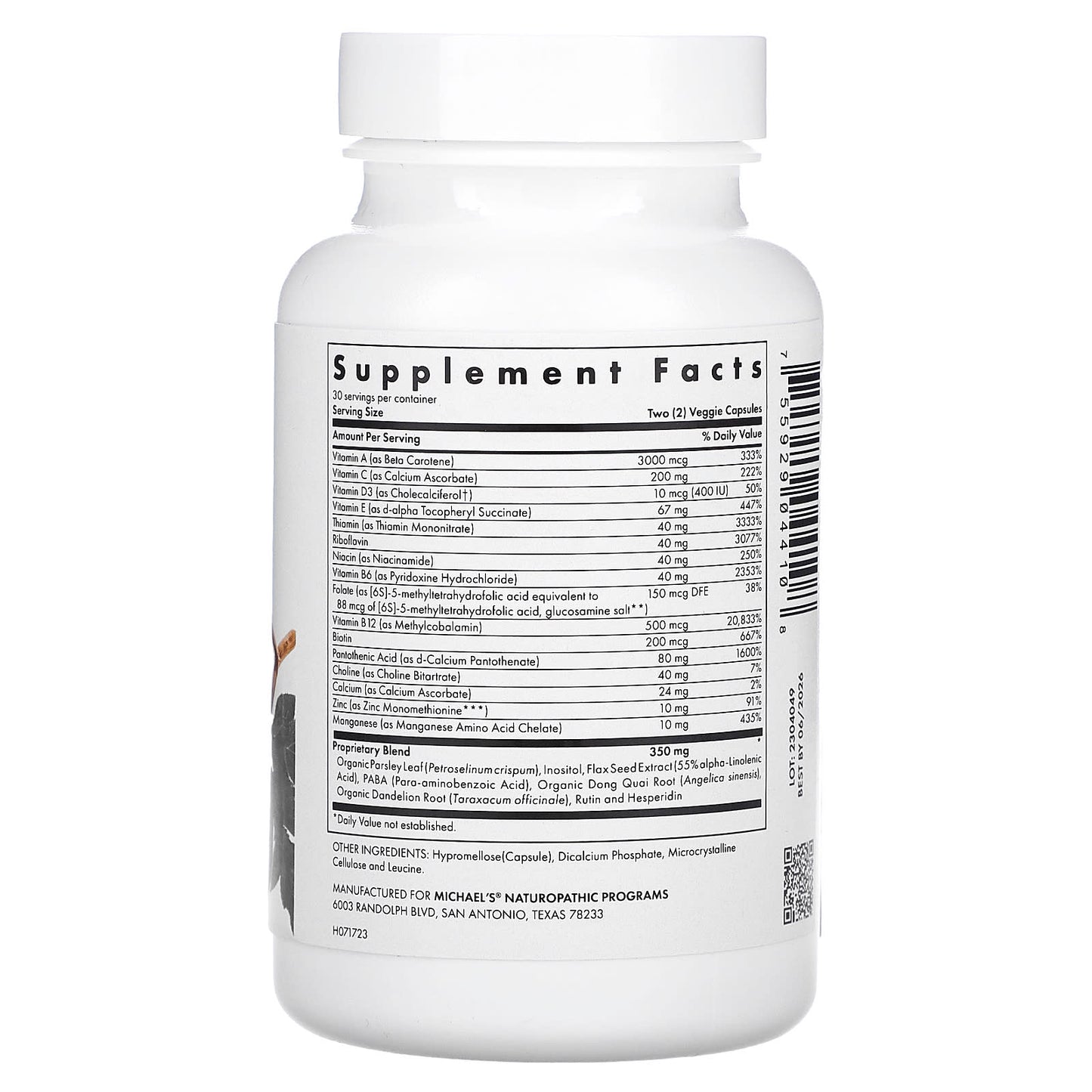 Michael's Health, Teen Girls Multivitamin, 60  Vegetarian Capsules - Image 2