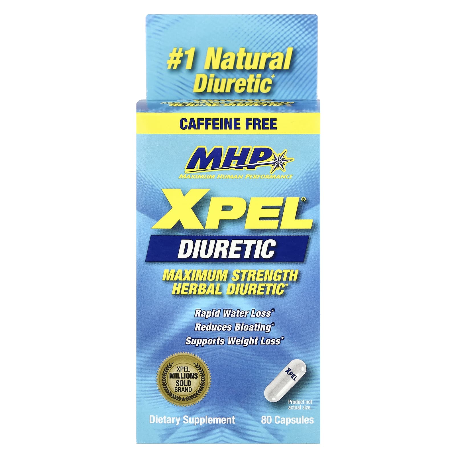 MHP, XPEL® Diuretic, Maximum Strength, Caffeine Free , 80 Capsules - Image 1