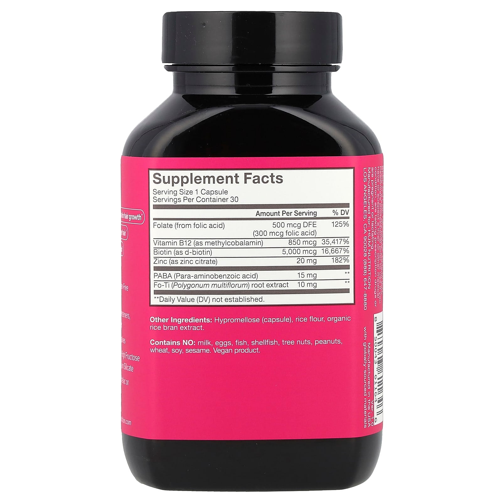 Vegan Hair Growth Supplement by HUM Nutrition - 30 Capsules - Image 2