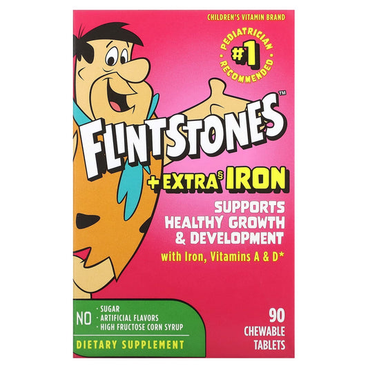 Flintstones Children's Multivitamin Extra Iron, 90 Chewable Tablets for Kids - Image 1