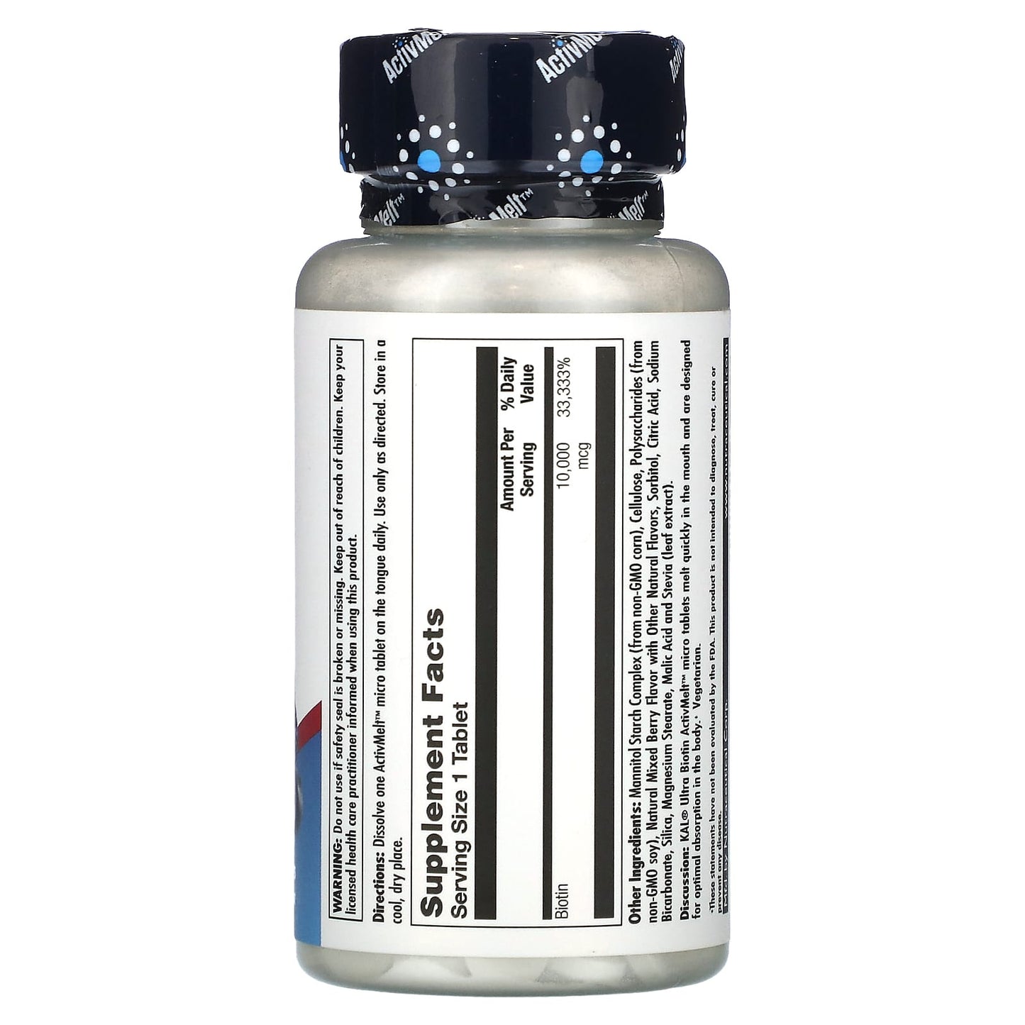 KAL, Ultra Biotin, ActivMelt, Mixed Berry, 10,000 mcg, 60 Micro Tablets - Image 2