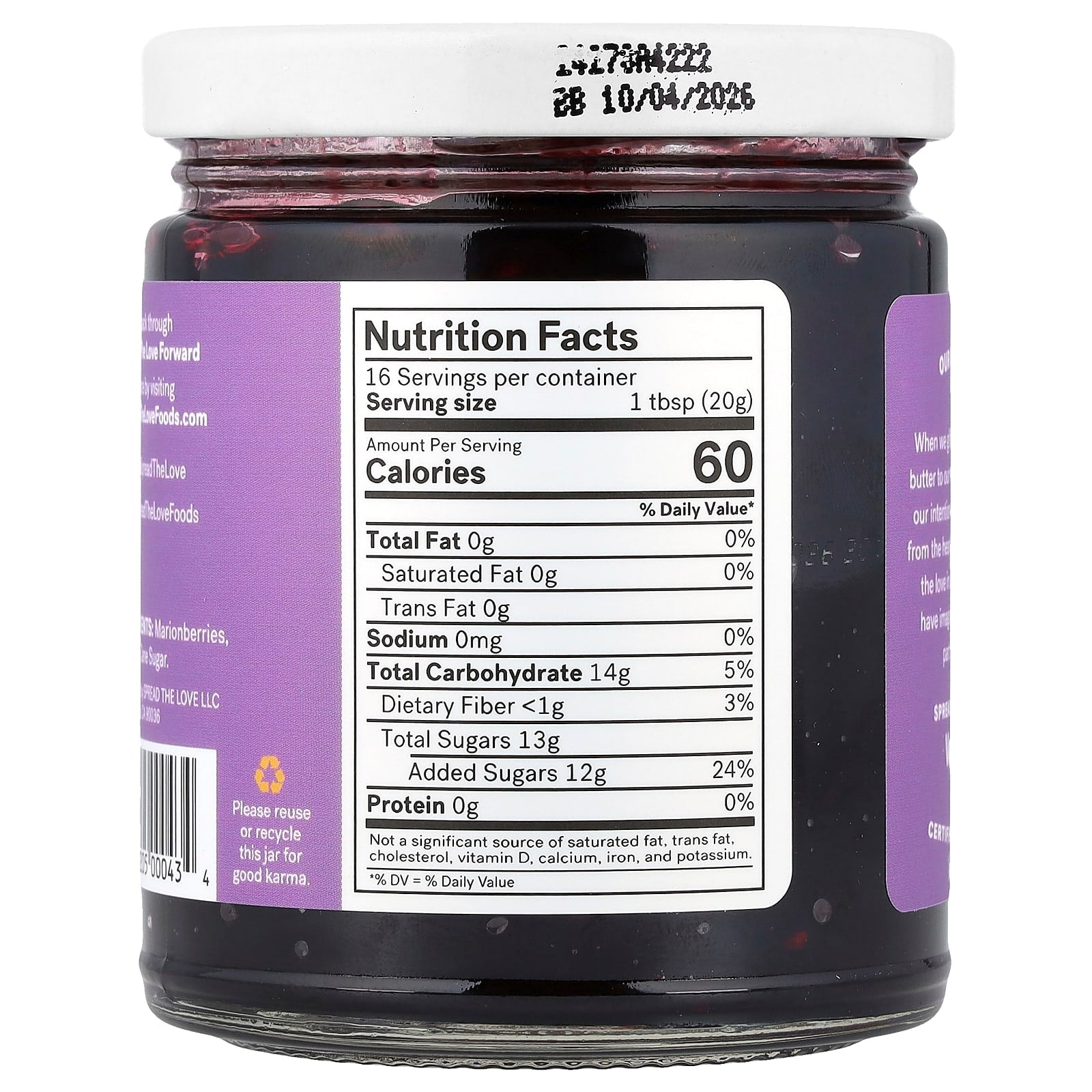 Spread The Love, Artisan Marionberry Jam, 11.5 oz (326 g) - Image 2