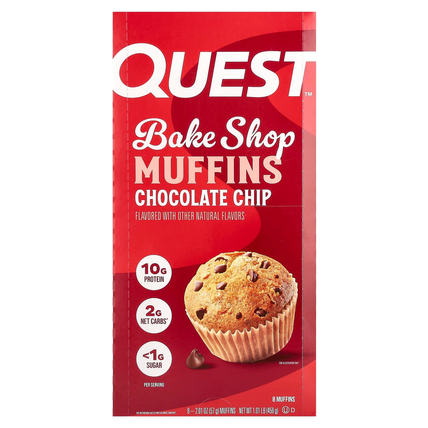 Quest Nutrition, Bake Shop Muffins, Chocolate Chip , 8 Muffins, 2.01 oz (57 g) Each - Image 1