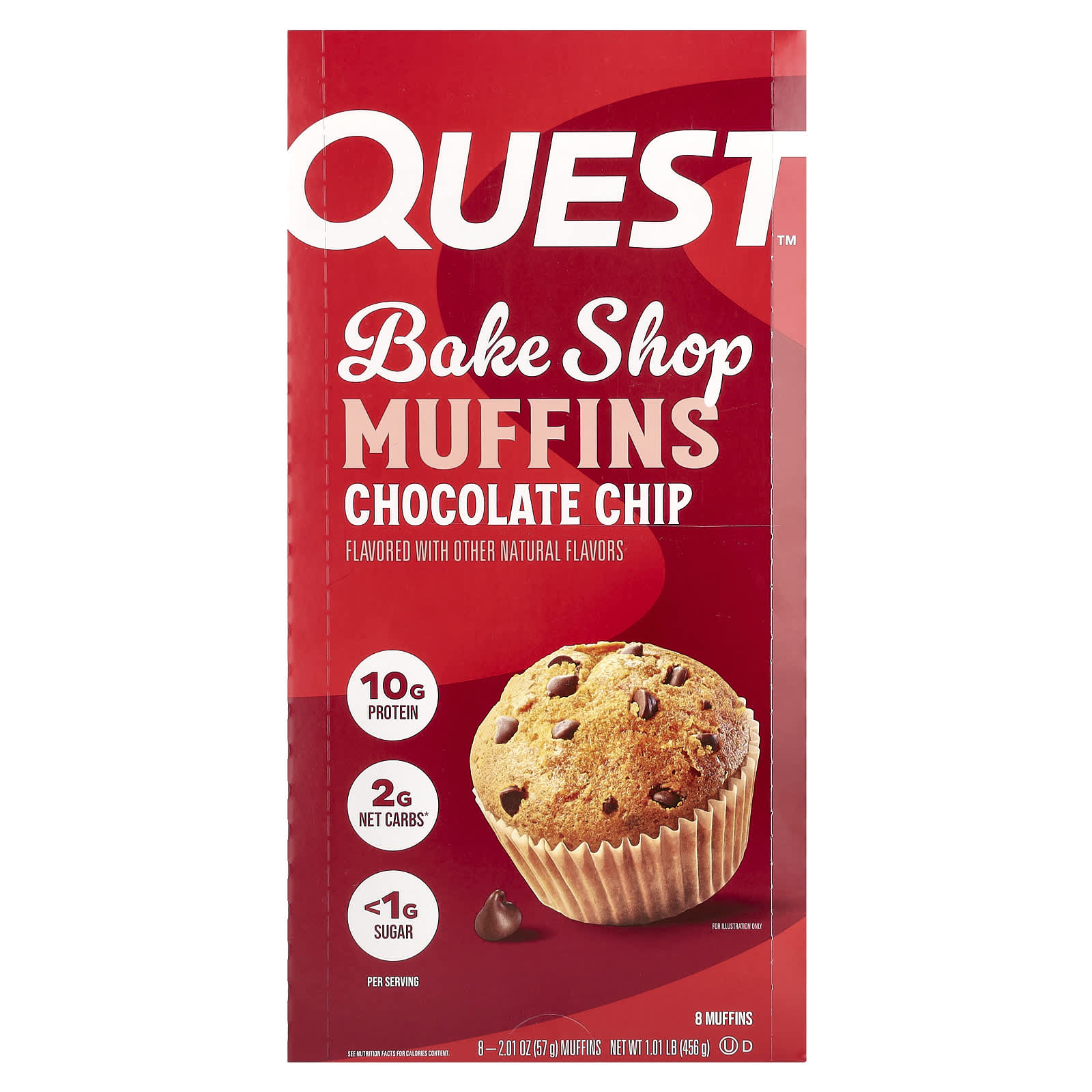 Quest Nutrition, Bake Shop Muffins, Chocolate Chip , 8 Muffins, 2.01 oz (57 g) Each - Image 1