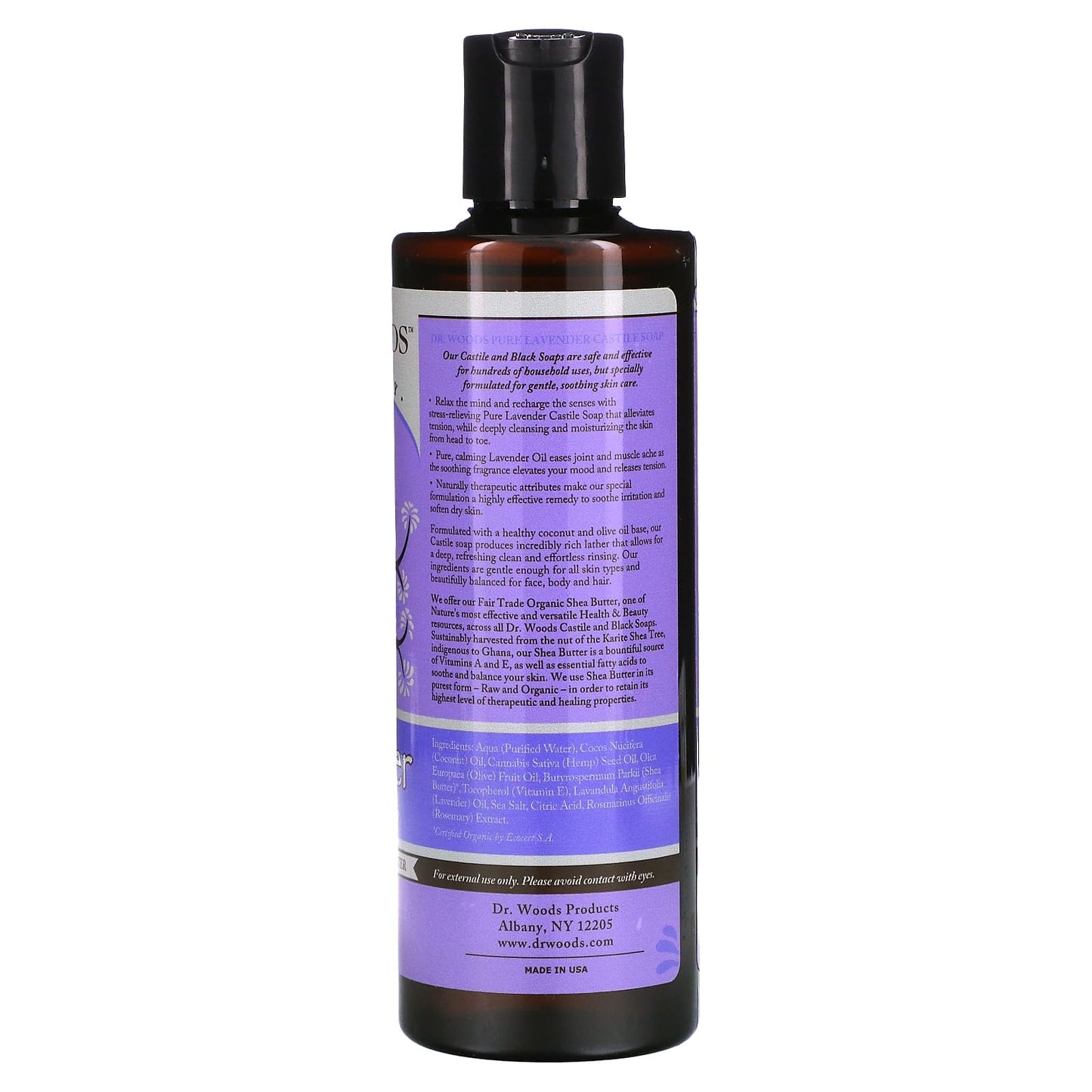 Dr. Woods Lavender Castile Soap with Fair Trade Shea Butter, 8 fl oz - Image 2