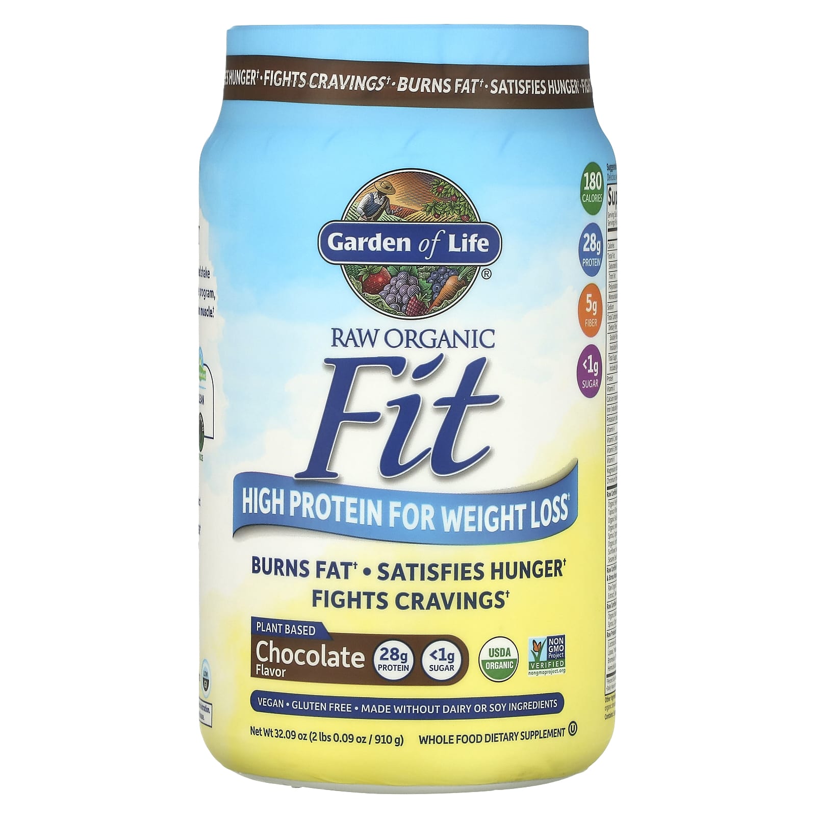 Garden of Life, RAW Organic Fit, High Protein for Weight Loss, Chocolate, 32.09 oz (910 g)